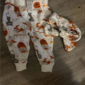 Halloween Cat Print Baby Pajama Set